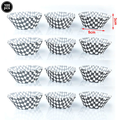 Racing Car Tire & Checkered Flag Cupcake Toppers