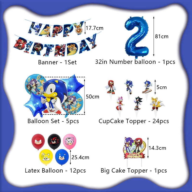 Cartoon Anime Birthday Party Decoration Customizable Birthday Set New Combination Latex Balloon Event Supplies Banner Backdrop