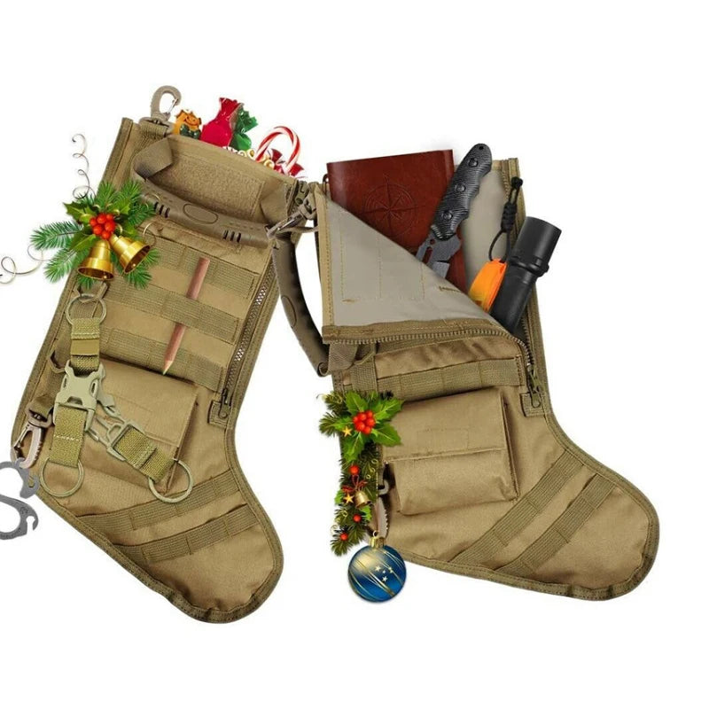 Tactical Molle Christmas Stocking Bag EDC Christmas Stocking Pendant Multi-Functional Tool Storage Bag Sports Hunting Accessory