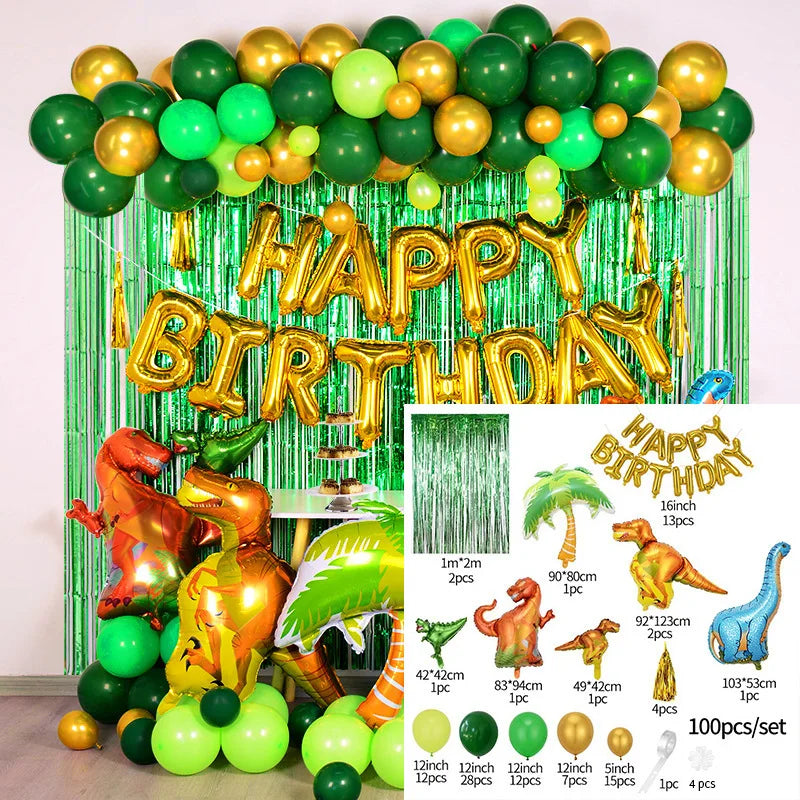Dinosaur Theme Birthday Decoration Tableware Cup Plate Napkin Backdrop Balloons Banner Paper Bag Kids Gifts Party Decor Supplies