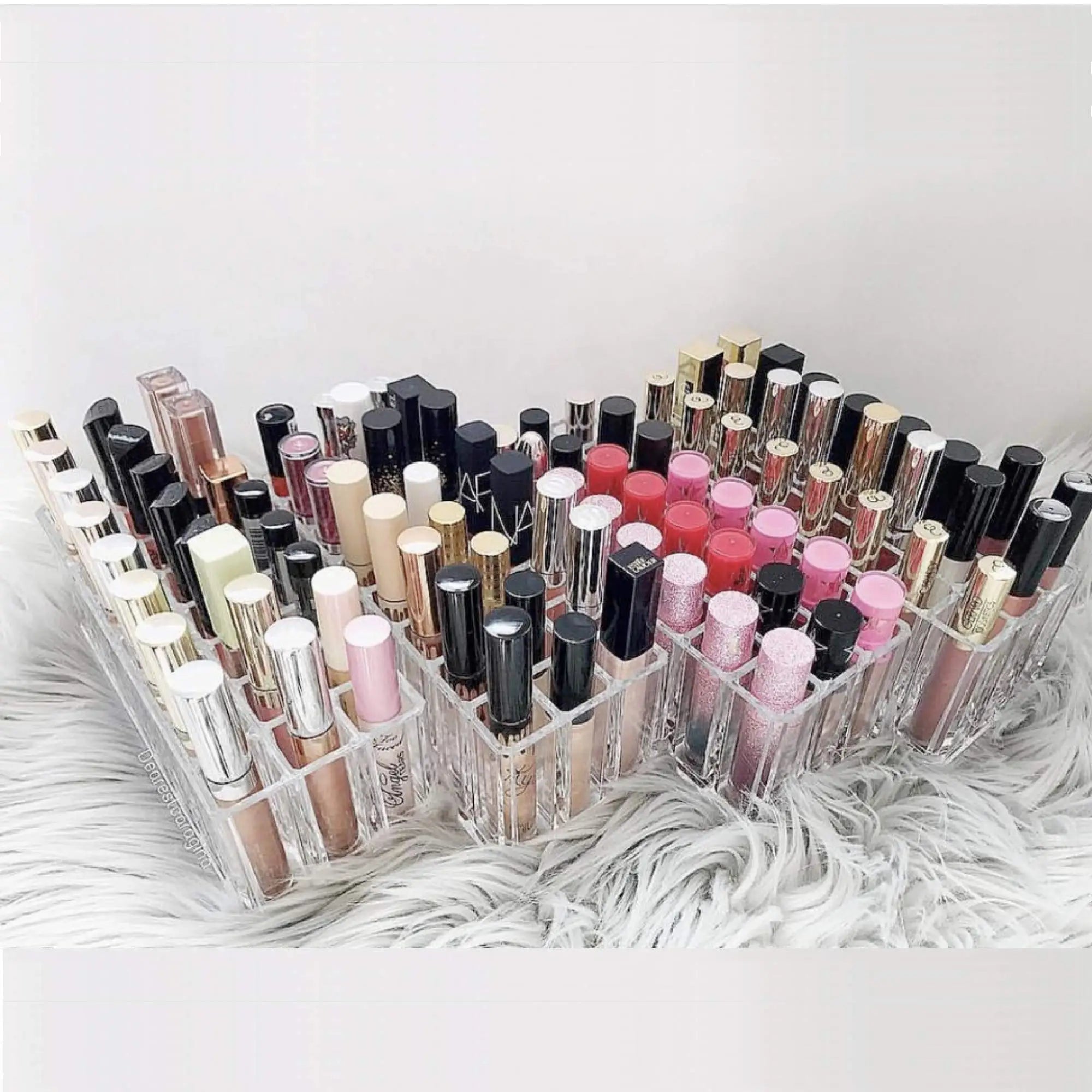 Acrylic Lip Gloss Holder Organizer, Lipstick Holder, 24 Slots Makeup Lip Gloss Lipstick Brushes Storage Display Case
