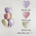 7Pcs 18" Cream Pink Heart Star Foil Balloons with Ribbon for Wedding, Birthday & Party Decor
