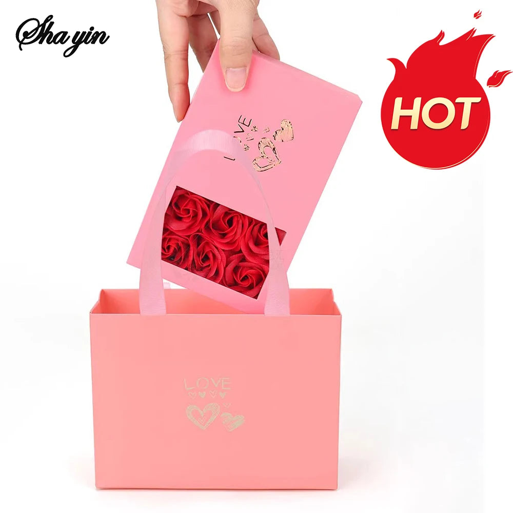 Jewelry Box Immortal Flower Jewelry Box Roses Window Valentine's Day Mother's Day Gift Box Ring Earrings Pendant Necklace Box
