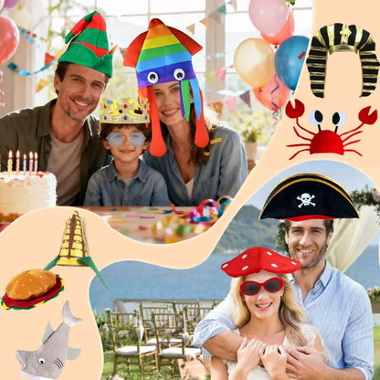 12/24Pcs Assorted Funny Hats Crazy Party Hats for Photo Booth Props Carnival Dress Up Birthdays Parties