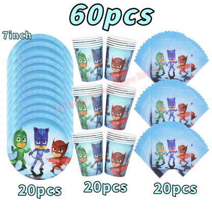 Super Hero PJed Mask Birthday Party Decoration Kids Boys Party Favors Plate Cup Balloon Banner Baby Shower Event Supplies Gifts