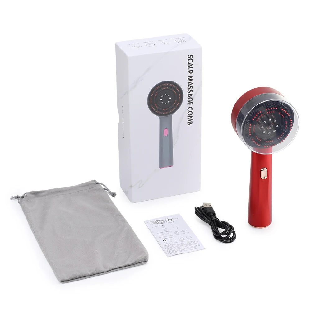 Scalp Massage Comb with Red Light, Electric Hair Scalp Massager with 3 Modes, Rechargeable 6ml Serum Applicator Tool