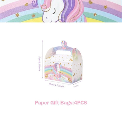 Unicorn Girls Birthday Decoration Party Supplies Unicorn Theme Tableware Set Cup Plate Balloon Banner Gift  for Kids Party Favor