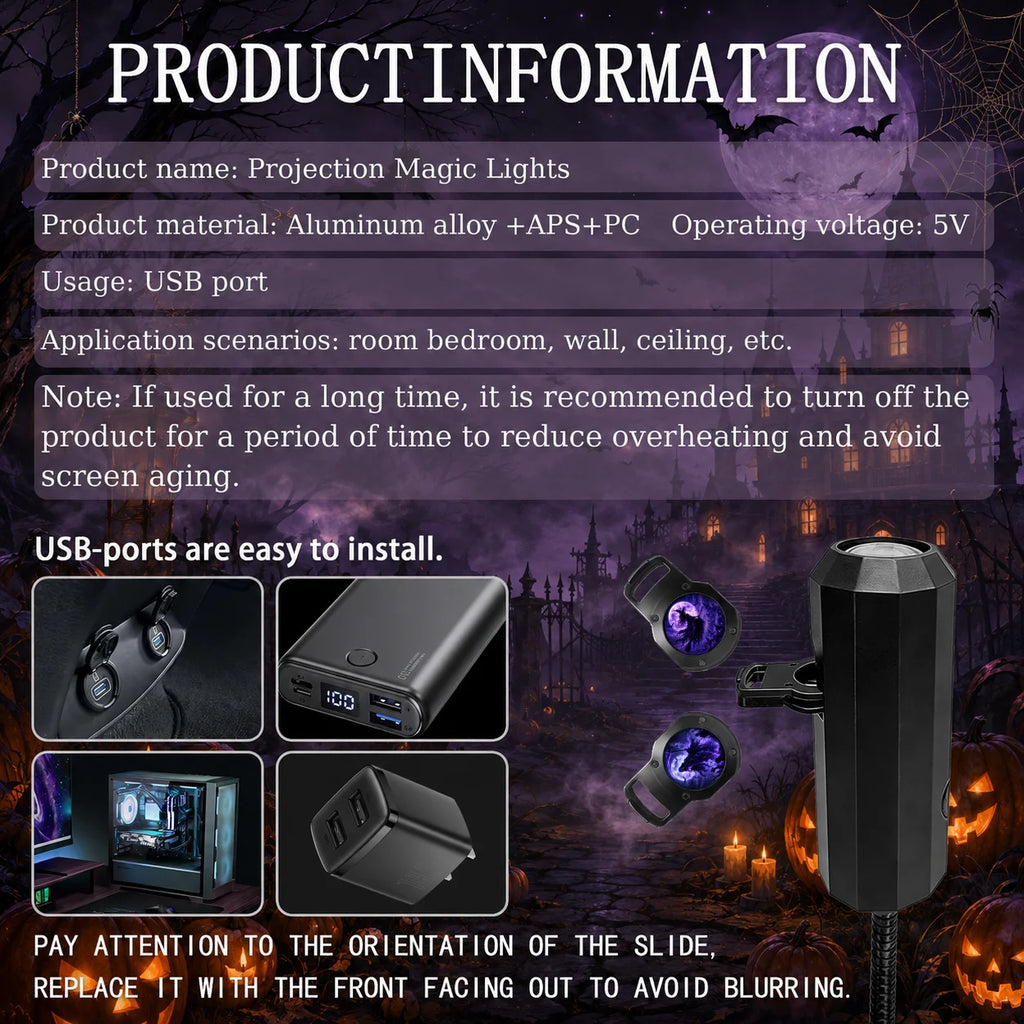 Halloween-Themed 10-Pattern Projection Ambient Night Light