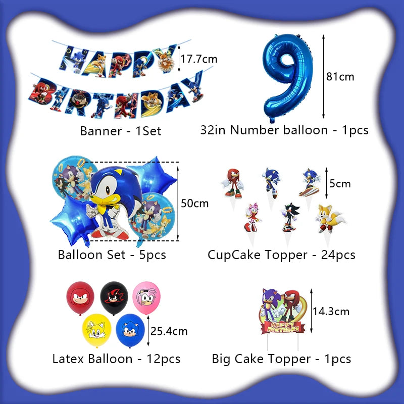 Cartoon Anime Birthday Party Decoration Customizable Birthday Set New Combination Latex Balloon Event Supplies Banner Backdrop
