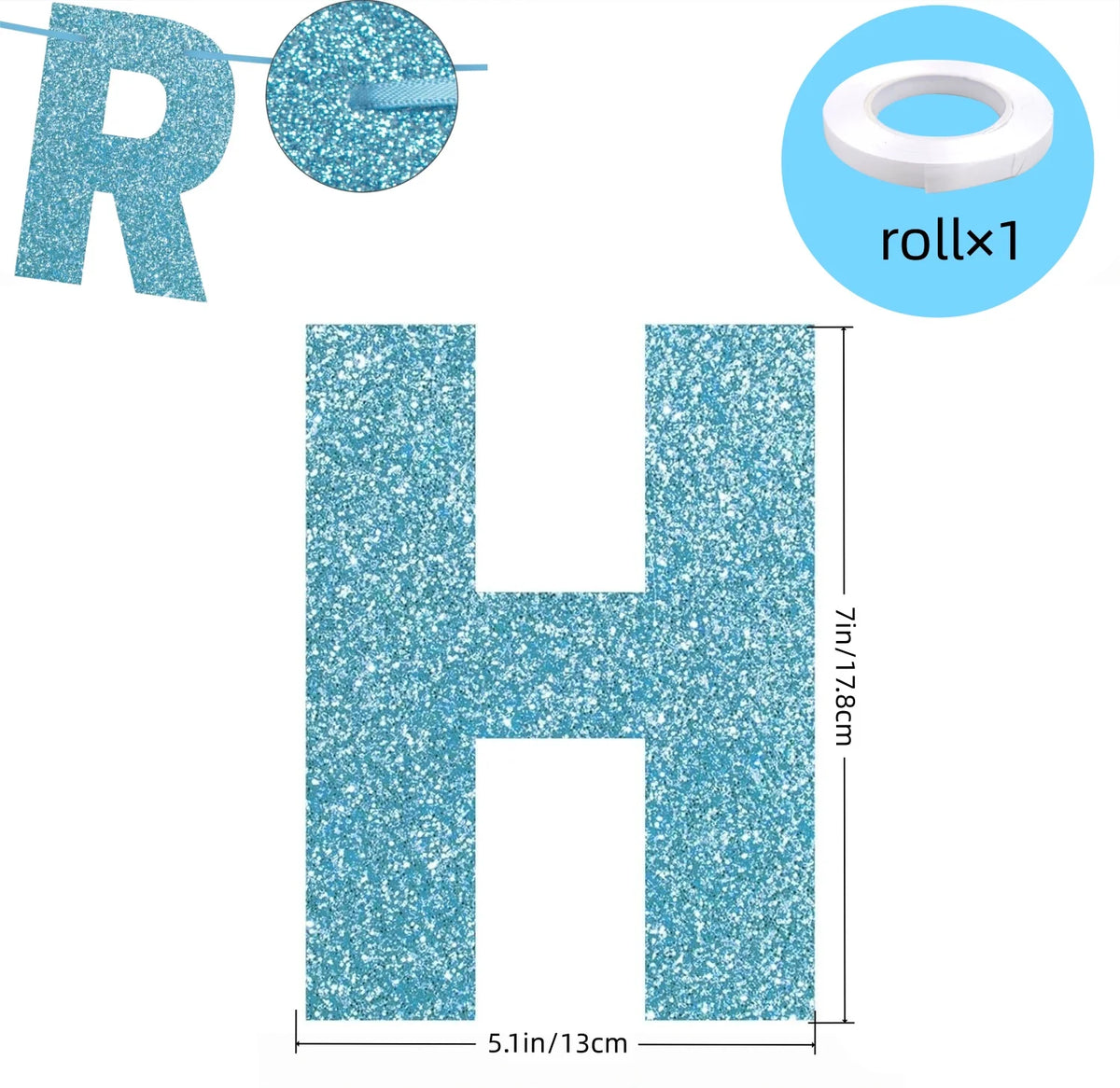 Happy Birthday Banner Glitter Blue Happy Birthday Banner for Birthday Decoration, Party Supplies