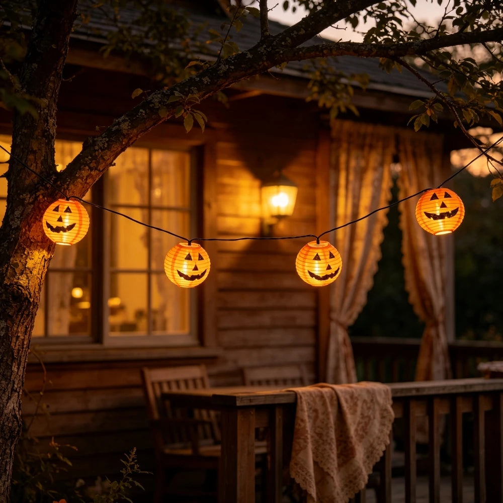 Solar Pumpkin Lantern String Light 10/20LED Halloween Hanging Fairy Lights Orange Pumpkin Garland for Garden Patio Decoration