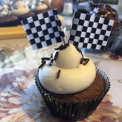 Racing Car Theme Party Decoration Checkered Paper Cups Cake Toppers For Race Theme Party Decor Car Theme Birthday Party Supplies
