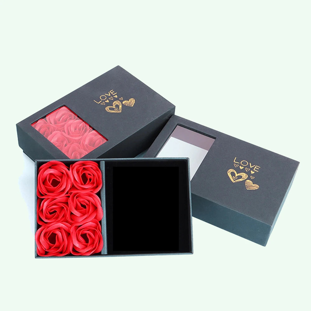 Jewelry Box Immortal Flower Jewelry Box Roses Window Valentine's Day Mother's Day Gift Box Ring Earrings Pendant Necklace Box