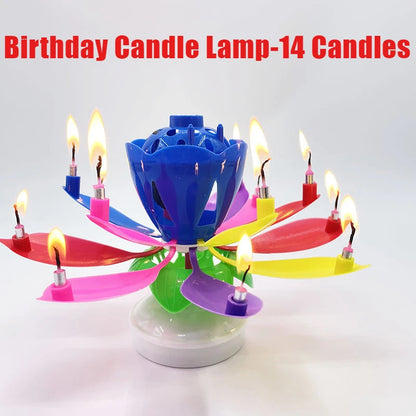Birthday Lotus Candle with Music & Rotating Flower Design