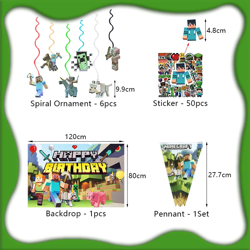 Cartoon Birthday Party Decoration Customizable Birthday New Set Latex Balloon For Event Supplies Tablecloth Banner Backdrop