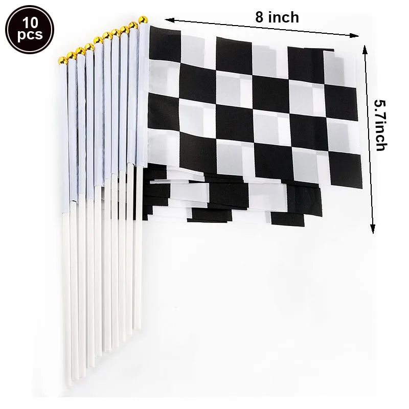 Wheel Racing Car Party Cake Decor Tire Cupcake Topper Mini Checkered Racing Flag Cupcake Toppers Racing Theme Party Supplies