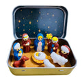 PVC Christmas Nativity Set Mini Size Horse Trough Design Nativity Figurine Set Tin Box Packaging Miniature Scene Figurine