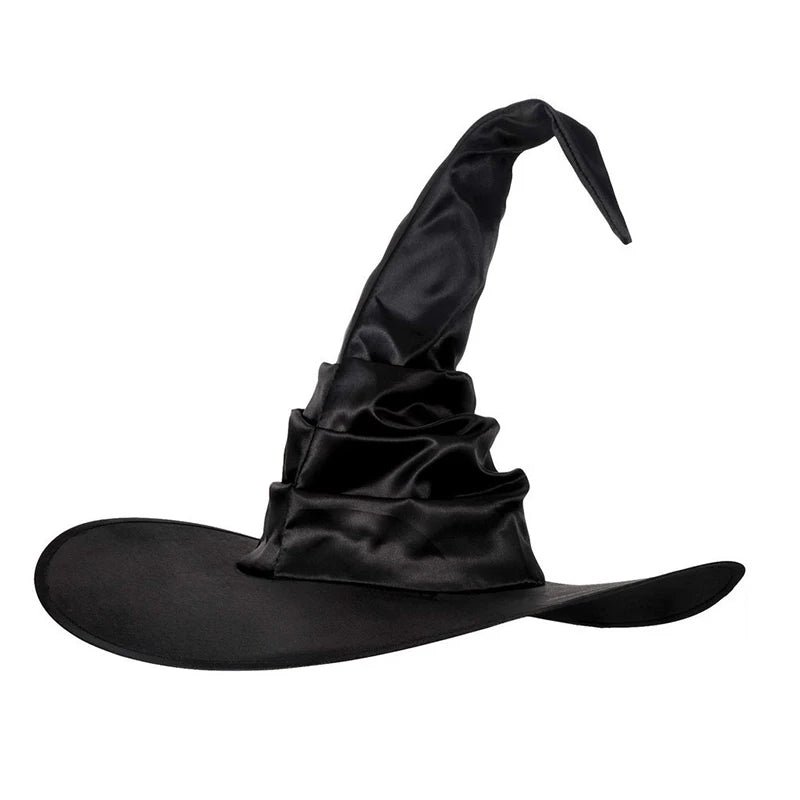 Witch Hat Black Folds Wizard Hats for Women Men