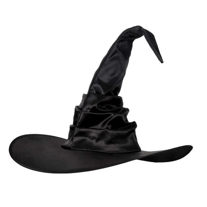 Witch Hat Black Folds Wizard Hats for Women Men