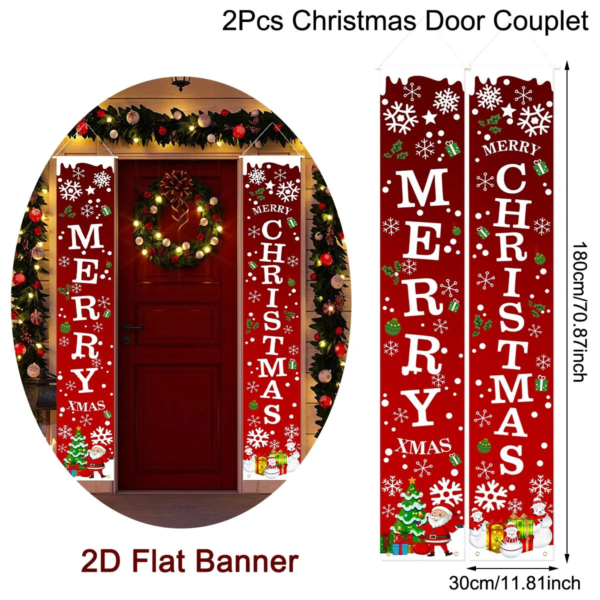 Merry Christmas Door Banner Decoration