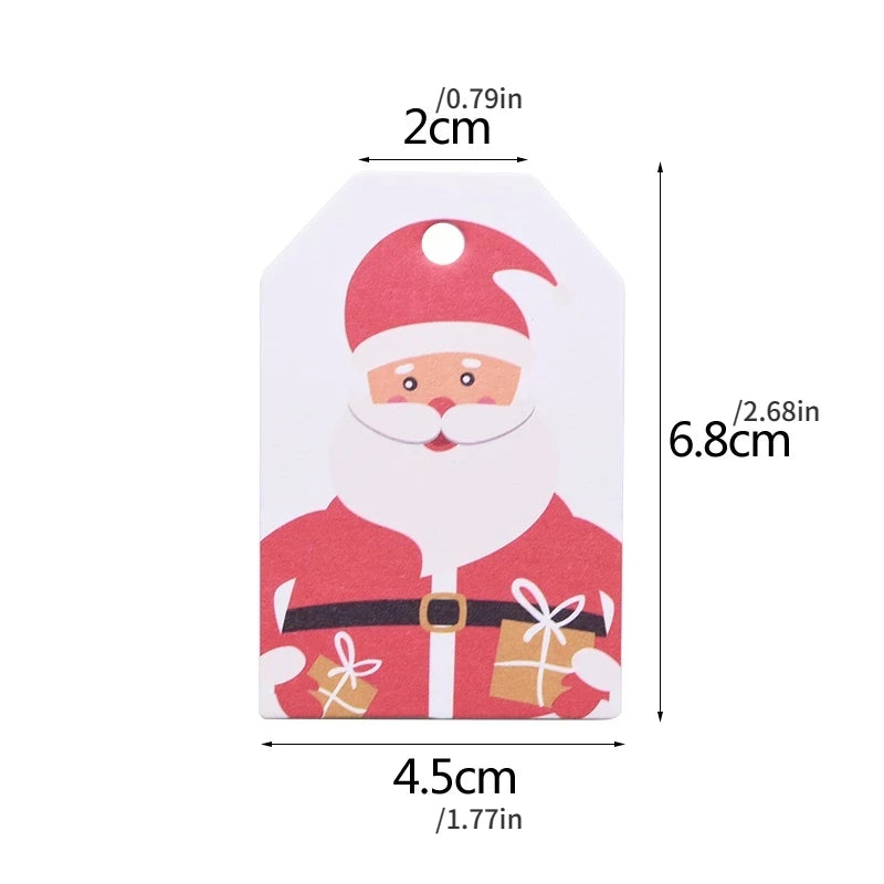100Pcs Merry Christmas DIY Kraft Tags Labels Gift Wrapping Paper Hang Tags Santa Claus Paper Cards Xmas Party Supplies
