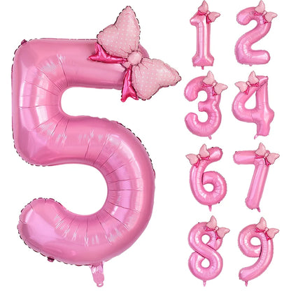 Number & Bow Foil Balloon Set