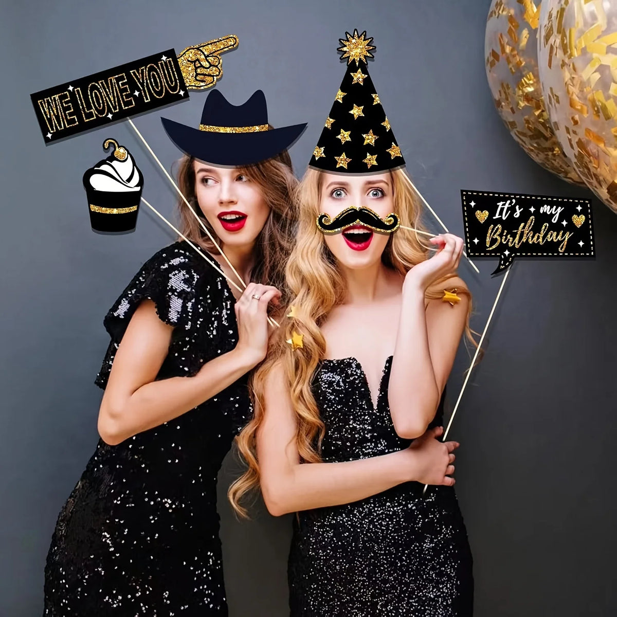 36pcs of Birthday Photo Booth Props Happy Birthday Props, Birthday Party Photo Decoration Props Set, Decoration Party