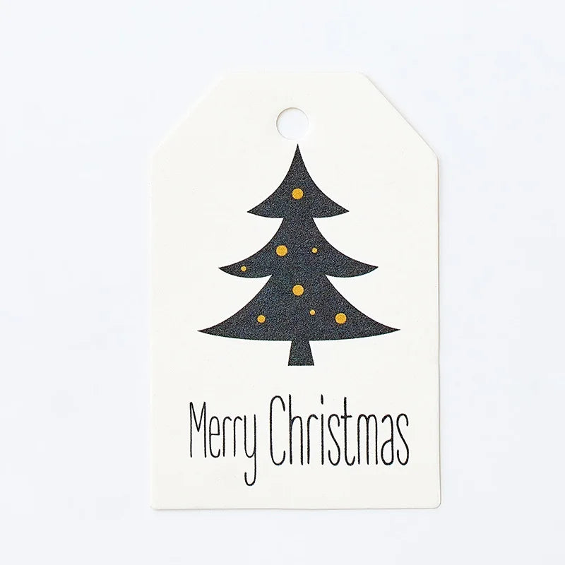100Pcs Merry Christmas DIY Kraft Tags Labels Gift Wrapping Paper Hang Tags Santa Claus Paper Cards Xmas Party Supplies
