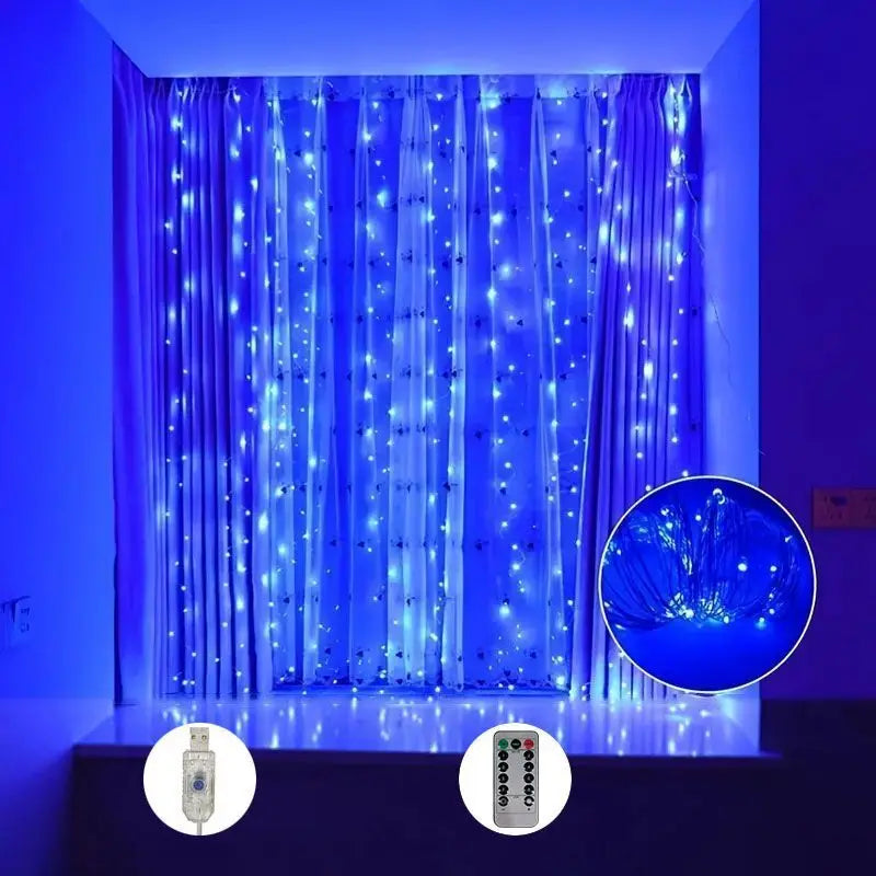LED Silver Wire Curtain Light — USB Christmas String Light