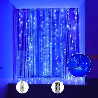 LED Silver Wire Curtain Light — USB Christmas String Light