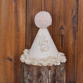 1 Birthday Hat – Neutral One Half Party Crown for Boys & Girls with Handcrafted Pom & Lace Ruffle Party Supplies