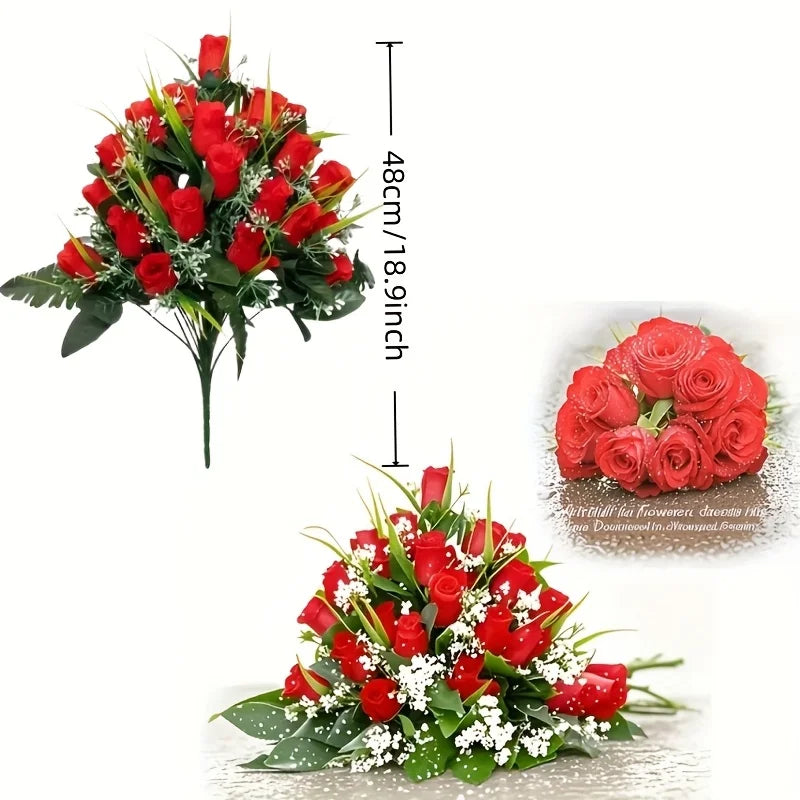 Artificial Rose Bouquet Featuring,for Weddings And As Beautiful Fake Flowers,Cemetery Decorations, Halloween Outdoor Displays