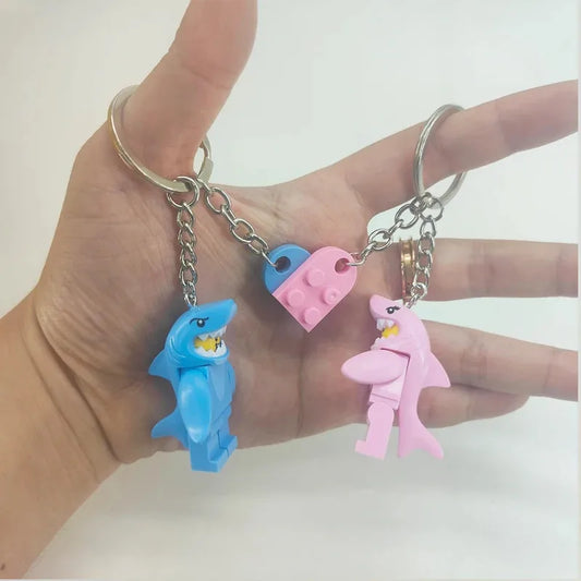 Couple Keychains Set - Matching Pink & Blue Anime Keyring Charms for Lovers, Cute Bag/Car Decor Gift for Him Her