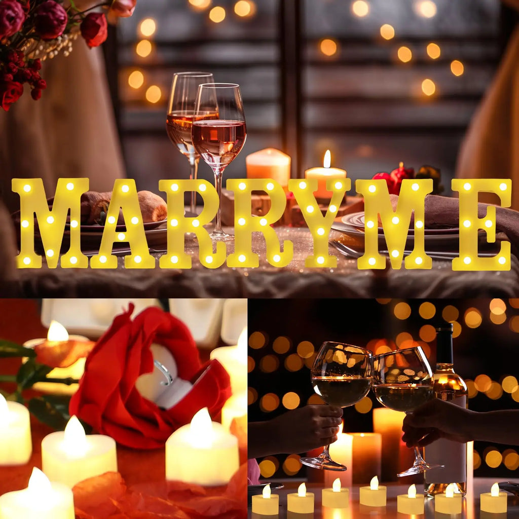 Proposal Decorations Kit Marry Me Light Up Letters 2000 Rose Petals 24 Flameless Candles for Valentine Day Proposal  Engagement
