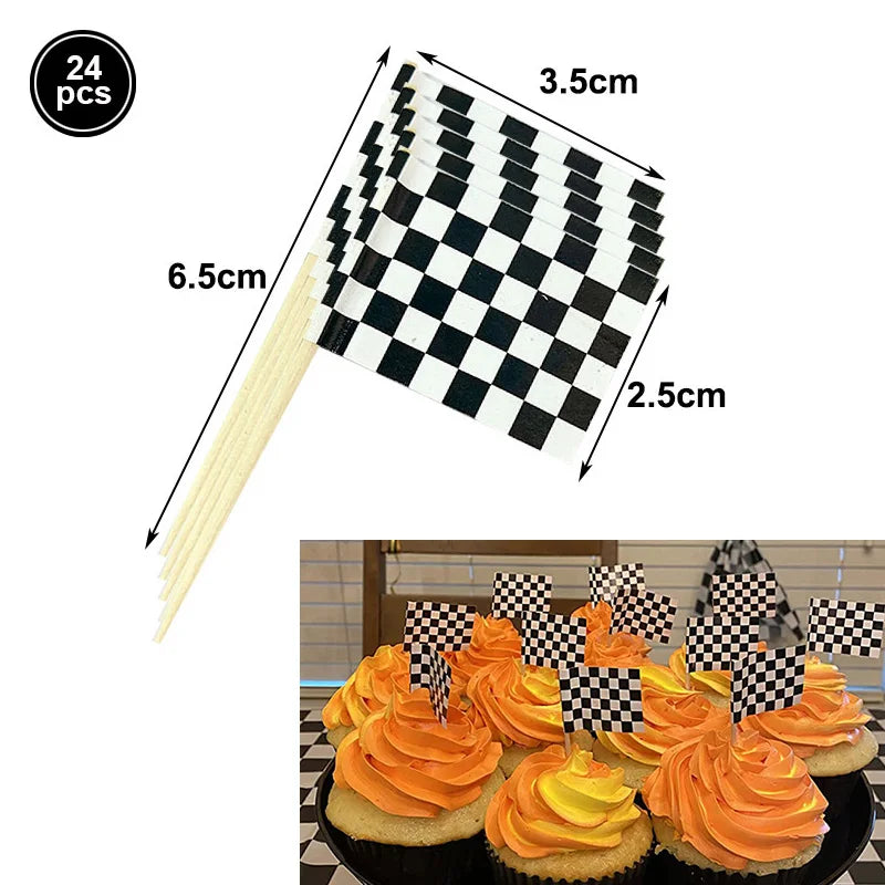 12pcs Racing Car Cupcake Toppers Racing Car Theme Cake Decoration Baby Shower Kids Boys Girls Racing Car Birthday Party Supplies