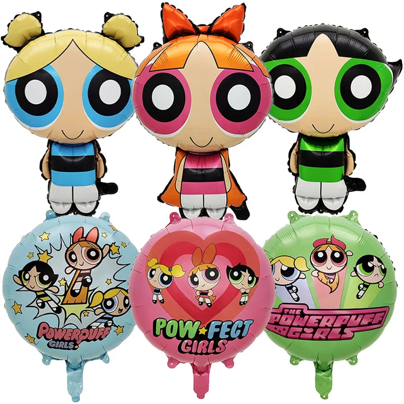 Cartoon Powerpuff Girls 1-9th Birthday Party Balloon Decoration Kit Number Foil Balloon Cake Topper Baby Shower Favors Globos