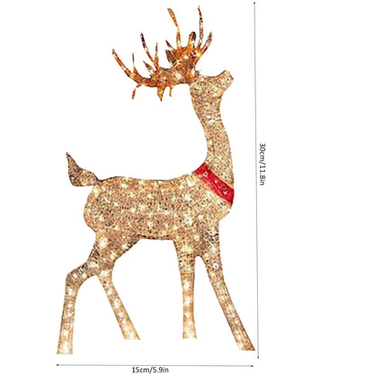 Lighted Christmas Deer — Sleigh Outdoor Yard Decoration