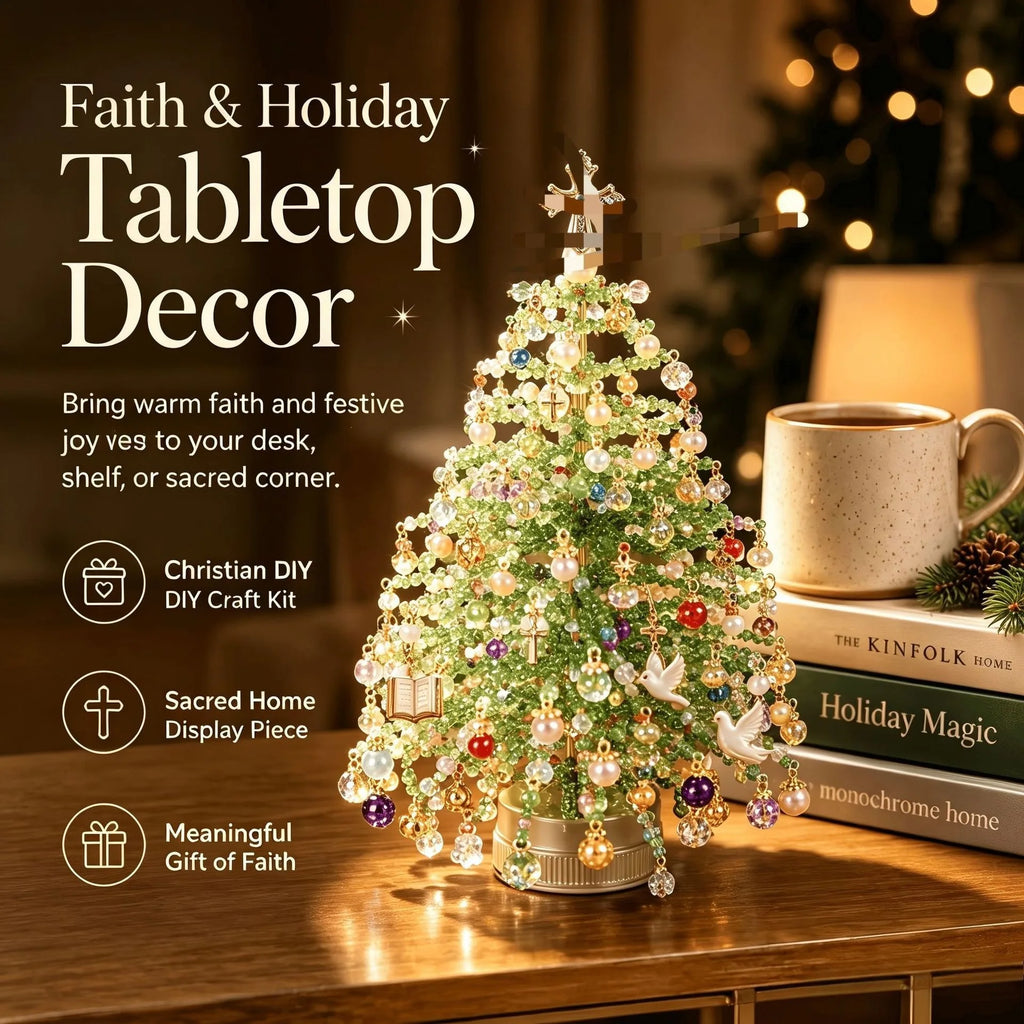 Handmade DIY Beaded Christmas Tree Making Kit Mini Crystal Bead Christmas Tree Desktop Decor Christmas DIY Craft Supplies Creati