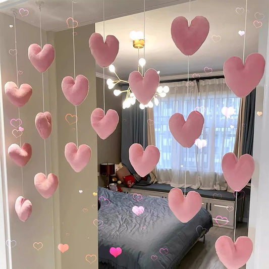 Romantic Heart Shaped Door Hanging Curtain Korean Style String Pendant Partition Door Curtain Bedroom Decoration Accessories