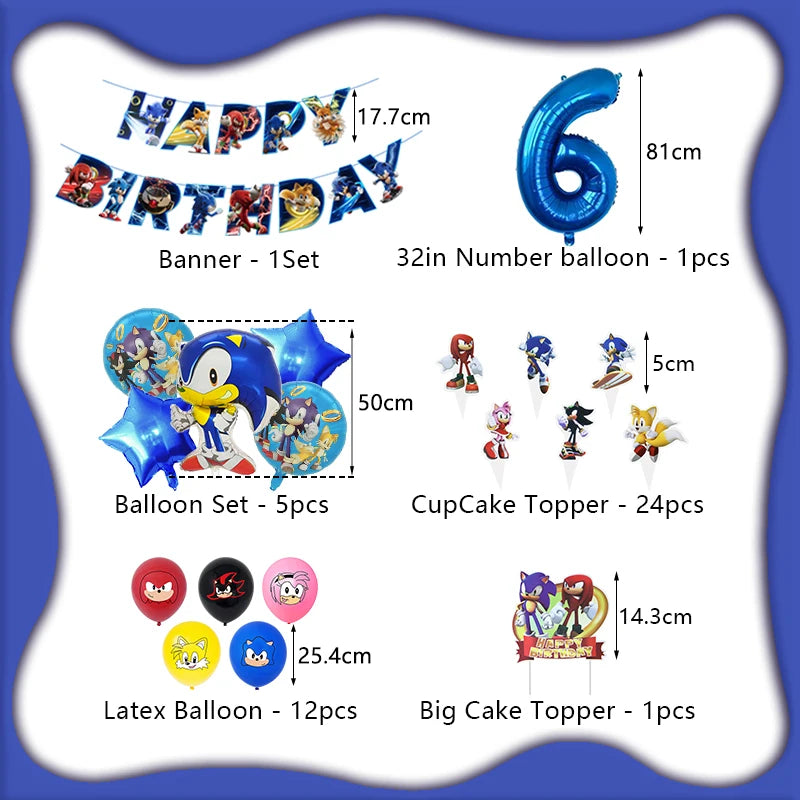Cartoon Anime Birthday Party Decoration Customizable Birthday Set New Combination Latex Balloon Event Supplies Banner Backdrop