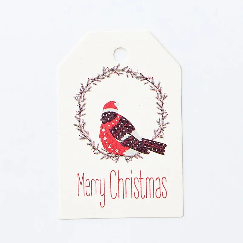 100Pcs Merry Christmas DIY Kraft Tags Labels Gift Wrapping Paper Hang Tags Santa Claus Paper Cards Xmas Party Supplies