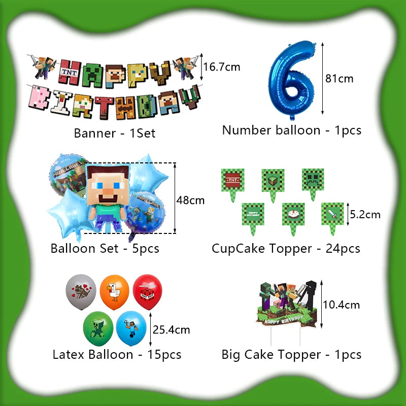 Cartoon Birthday Party Decoration Customizable Birthday New Set Latex Balloon For Event Supplies Tablecloth Banner Backdrop