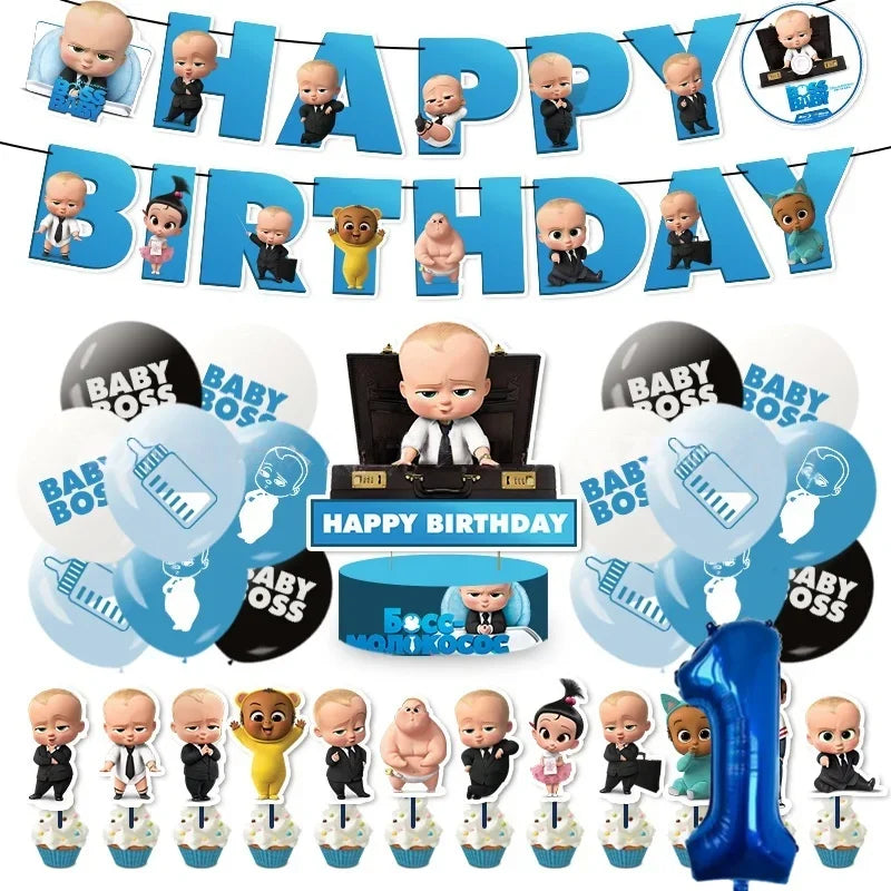 Bossed Baby Birthday Party Decoration Tableware Plates Cups Napkins Hat Balloon Baby Shower Kids Party Favors Party Supplies Kit