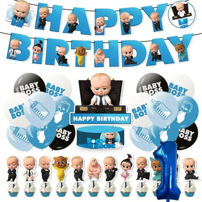 Bossed Baby Birthday Party Decoration Tableware Plates Cups Napkins Hat Balloon Baby Shower Kids Party Favors Party Supplies Kit