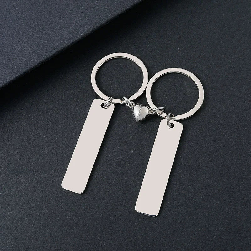 Stainless Steel Puzzle Keychain Blank For Engrave Metal Broken Keart Key Chain Couple Keychains Mirror polished 10pair