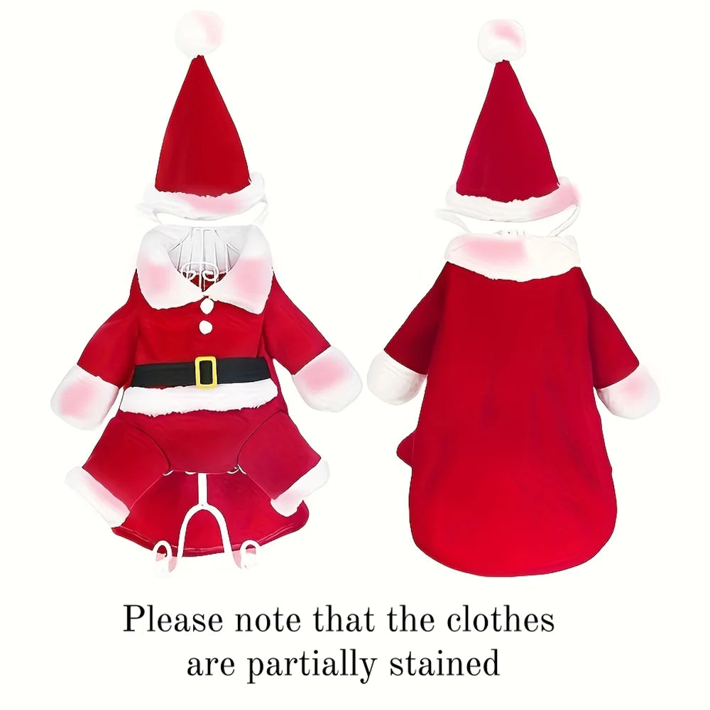Christmas Pet Costume For Small Medium Dogs Cats Cute Santa Claus Cat Clothes Funny Party Dress Up Cat Jumpsuit Sphynx Apparel
