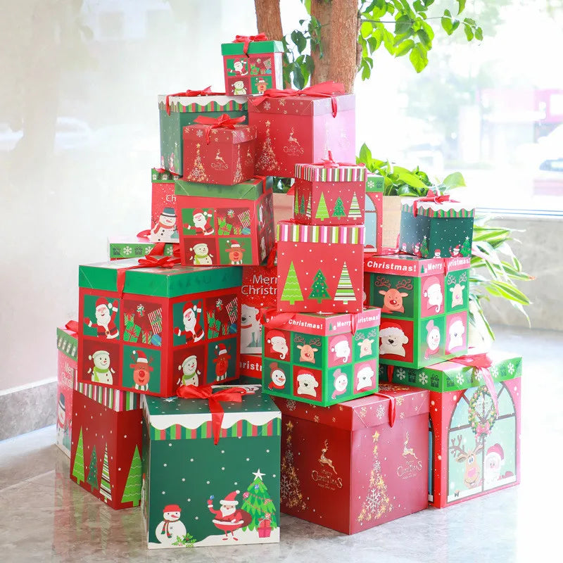 Christmas Gift Boxes Packing Gift Merry Christmas Decorative Carton For Xmas Home Party Decor New Year Candy Box Case