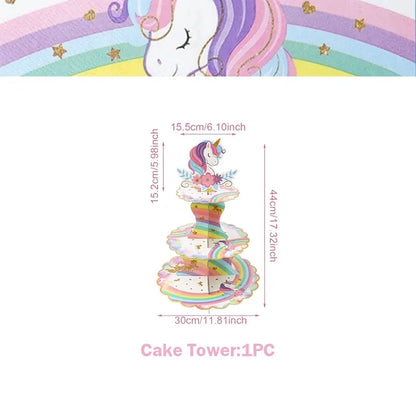Unicorn Girls Birthday Decoration Party Supplies Unicorn Theme Tableware Set Cup Plate Balloon Banner Gift  for Kids Party Favor