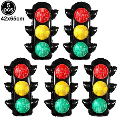 Racing Car Balloon Traffic Cone Balloon Tire Wheel Balloons Black White Checkered Race car Theme Kids Birthday party Decorations