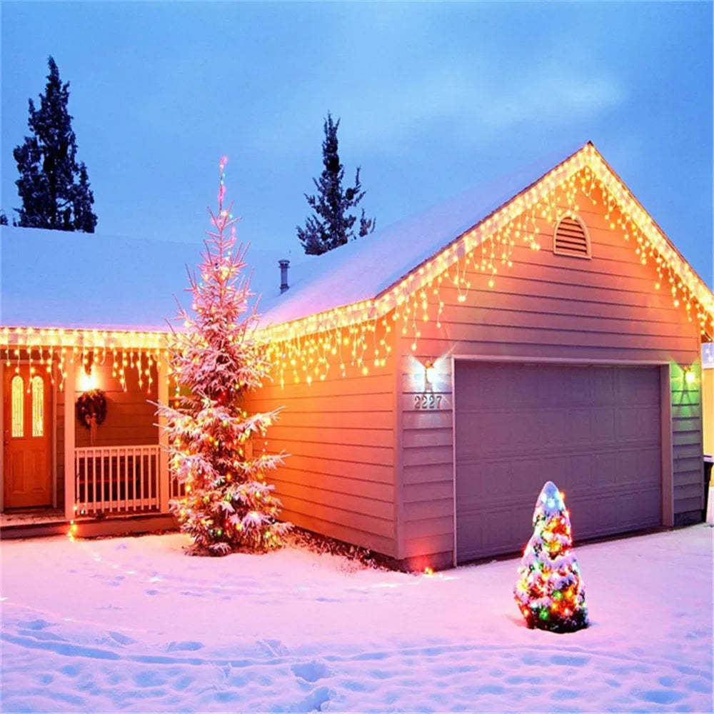 Christmas Lights Curtain String Light Waterfall Outdoor Decoration 5M Droop 0.4-0.6m Fairy Led Lights for Garden Party Holiday
